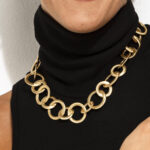 Collana Cerchi Vintage con elementi in canna oliva.Cm 44 + ext-6195